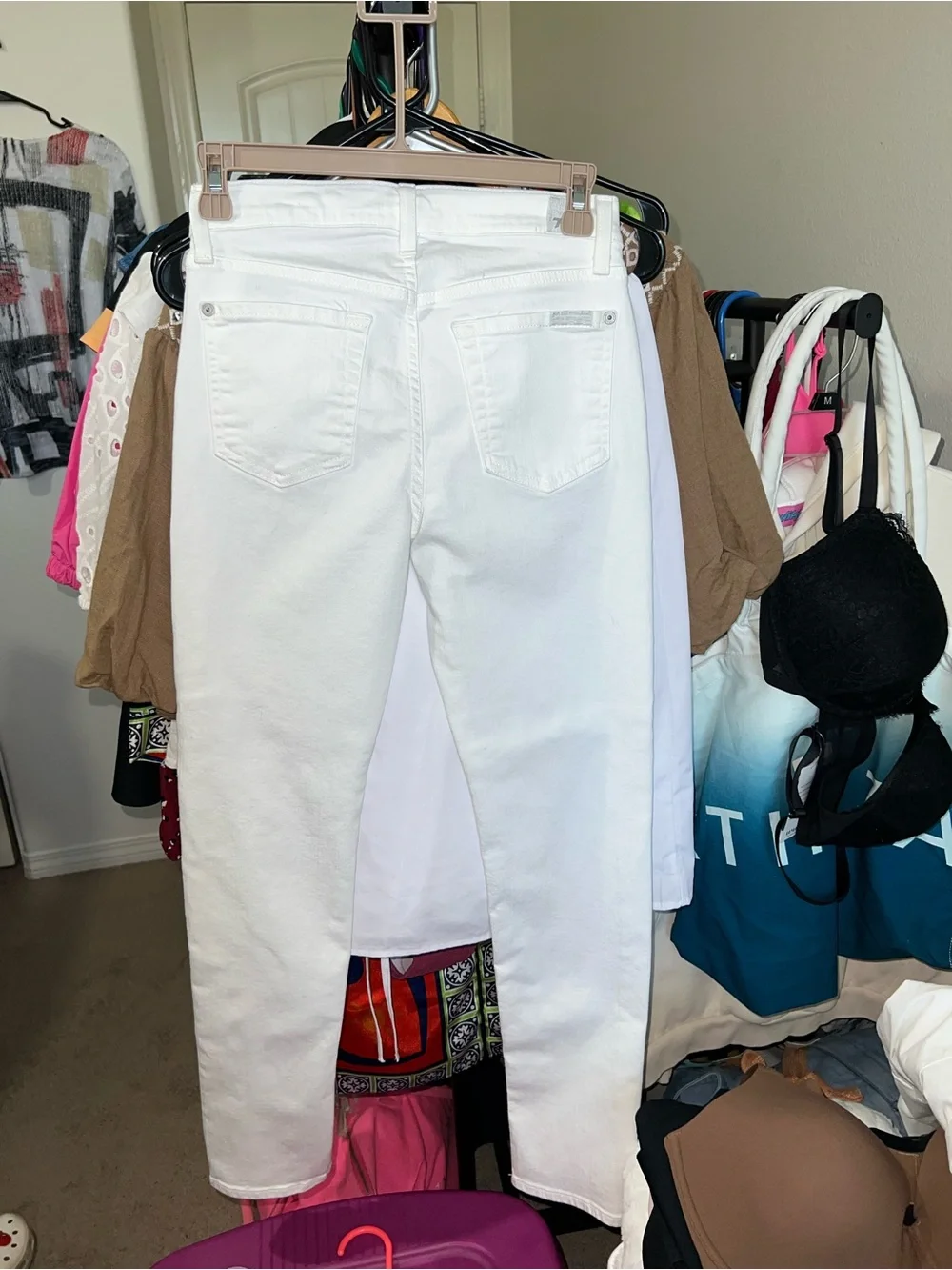 7 For All Mankind White Skinny White Jeans